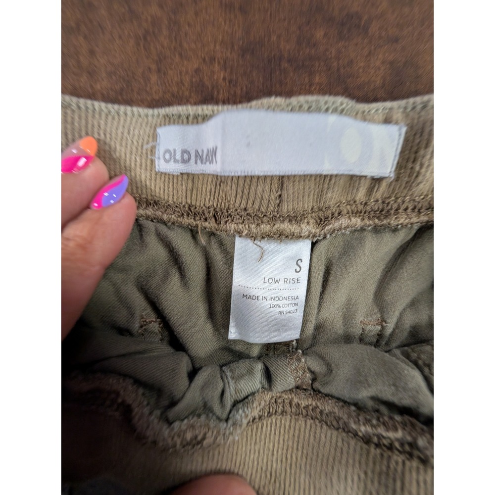 Old Navy Khaki Taupe Ribbed Flex Waist Cotton Low Rise Convertible Capri Pants S - Picture 3 of 7
